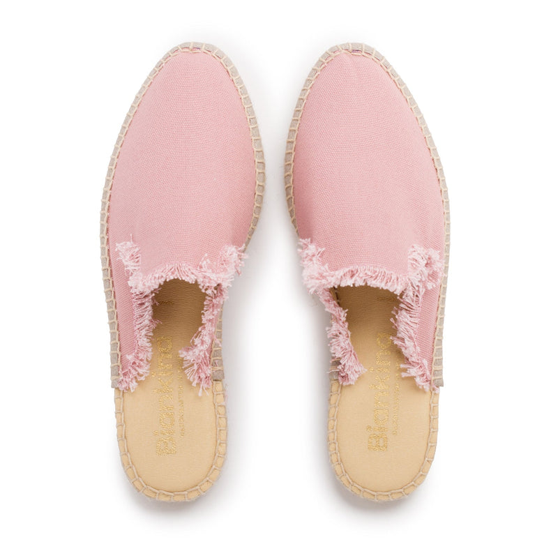 Zaragoza Eco Canvas Vegan Espadrille Mules - Pink - BIANKINA