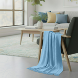 Anycozy Sky Blue Faux Cashmere Throw Blanket – Diamond Knit Sofa Cover & Home Decor Accent