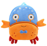 Anypack 3D Blue Crab School Backpack Cute Animal With Cartoon Designs Children Toddler Plush Bag For Baby Girls and Boys