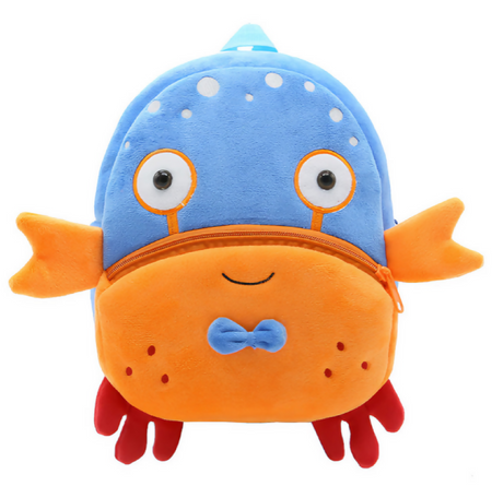 Anypack 3D Blue Crab School Backpack Cute Animal With Cartoon Designs Children Toddler Plush Bag For Baby Girls and Boys