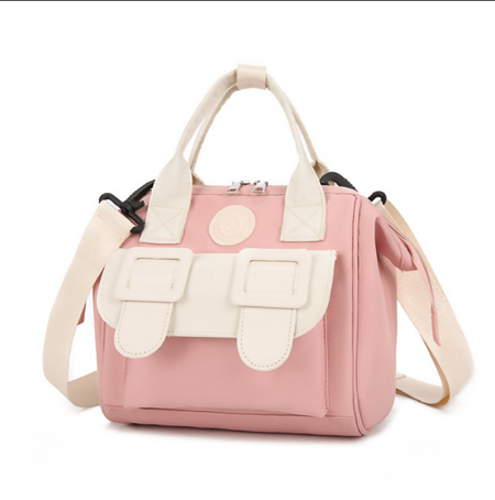 Anysort Mommy Diaper Bag Pink Backpack Big Capacity Handbag Stroller for Moms Detachable Strap Maternity Shoulder Bag