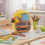 Anypack 3D Yellow Excavator School Backpack - Kids Construction Vehicle Bag