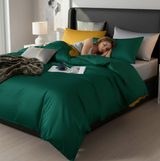 Anycozy Full Duvet Comforter Set – Deep Green & Yellow Egyptian Cotton, Thick Blanket Bedspread, 4‑Piece Bedding Collection