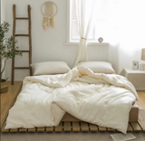 ANYHOUZ Beige Quilted Duvet Cover – Ultra Soft Bed Comforter Set