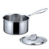 Anygleam Silver 304 Stainless Steel Saucepan – Small Milk & Soup Pot with Lid, Long Handle, Thickened Base, Induction Compatible Dormitory Cookware
