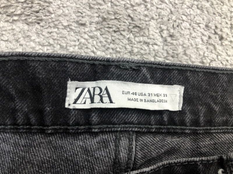 Zara Short Womens 31 Black Denim Mom Fit High Rise Roll Tab Workwear Outdoor