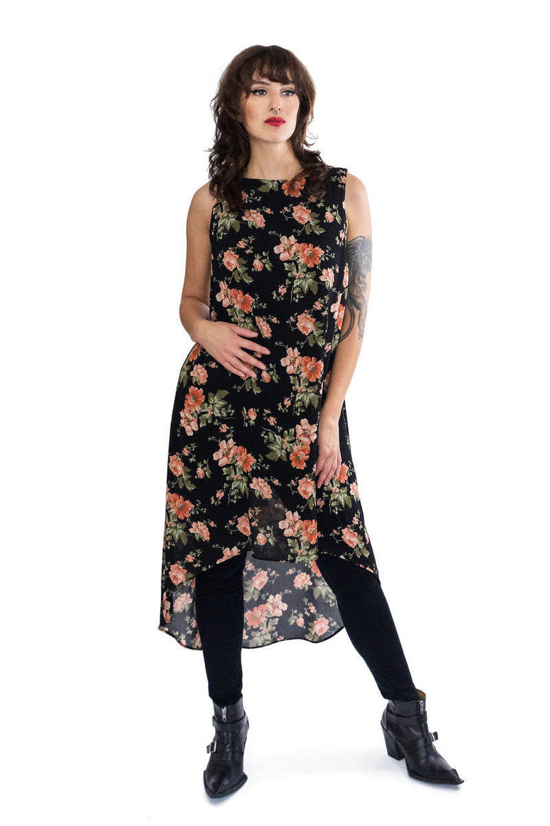 Sheer Floral Overdress - Peach