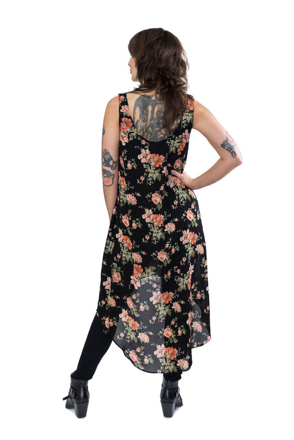 Sheer Floral Overdress - Peach
