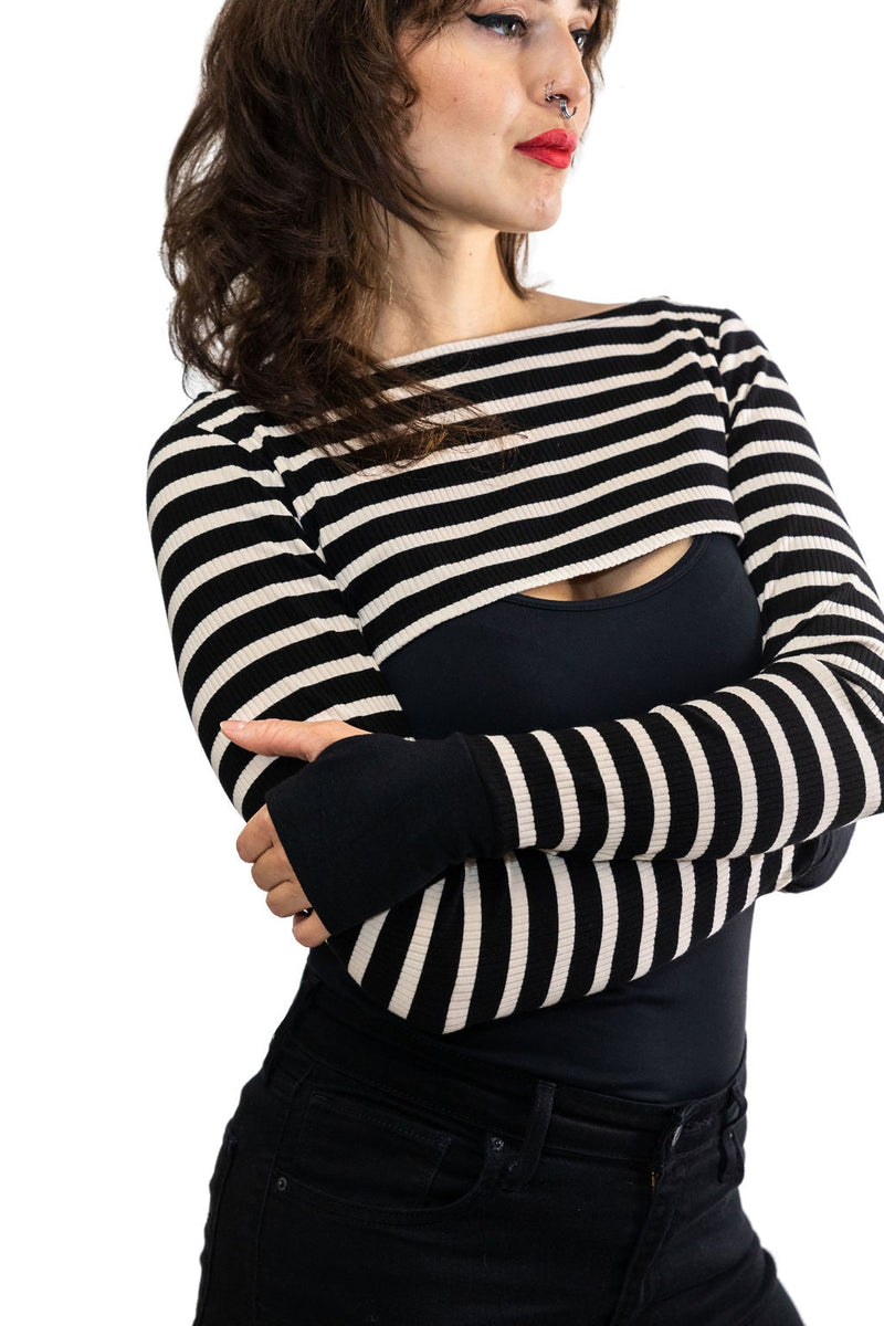 Striped Thumbhole Bolero