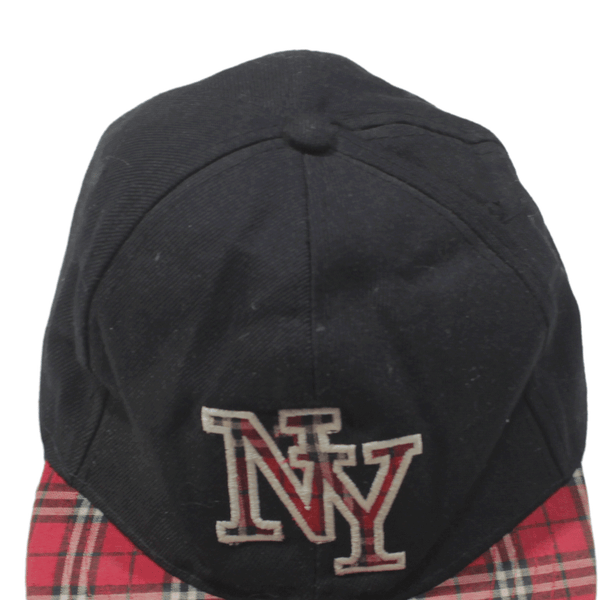 New York Plaid Flat Peak Baseball Cap Black Mens One Size