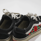 VANS Old Skool Rose Patch Sneaker Shoes Black Womens UK 4.5