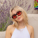 Montenegro Squares Sunglasses in Black with Red Lens