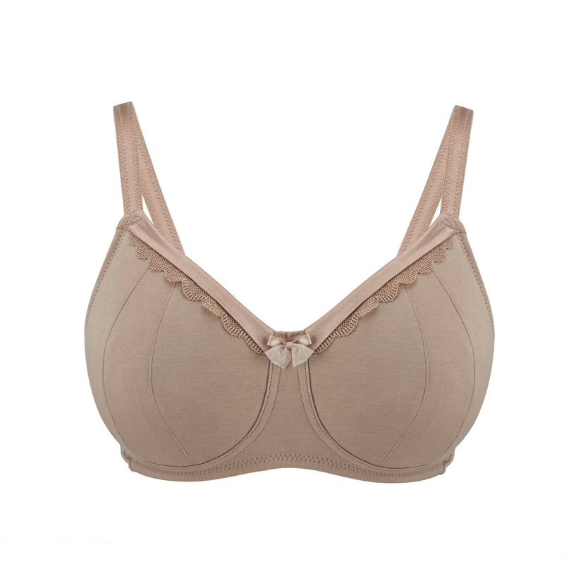 Warm Golden-Supportive Non-Wired Silk & Organic Cotton Full Cup Bra with removable paddings