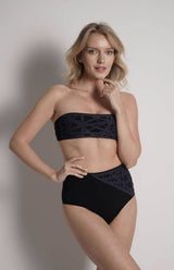 Lillian Strapless Bikini Top in Black/Navy