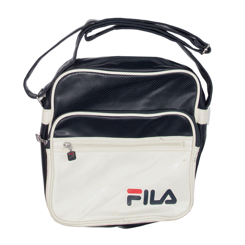 FILA Leather Look Messenger Bag Blue Colourblock One Size