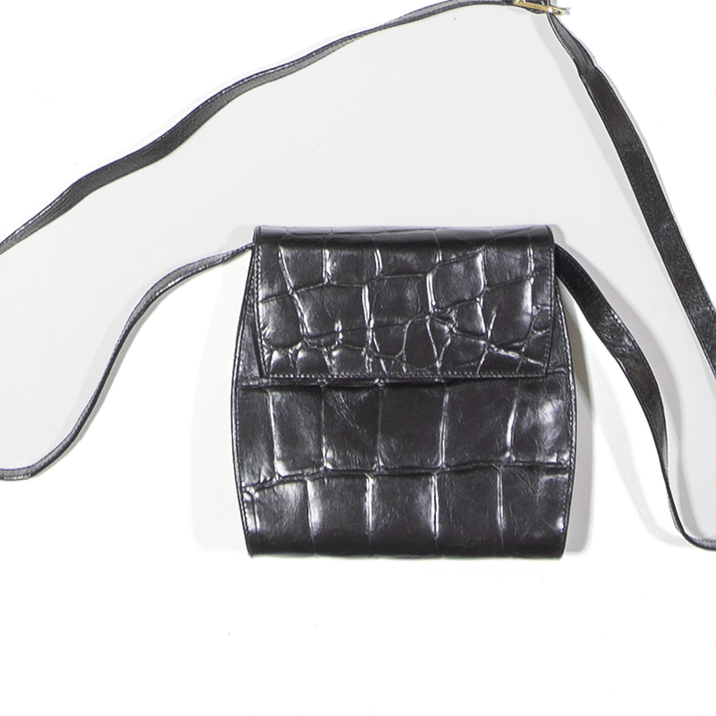 PATTERSON Leather Look Shoulder Bag Black Womens