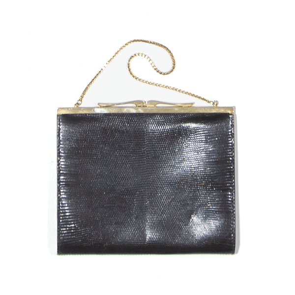 Leather Look Clutch Bag Black Womens