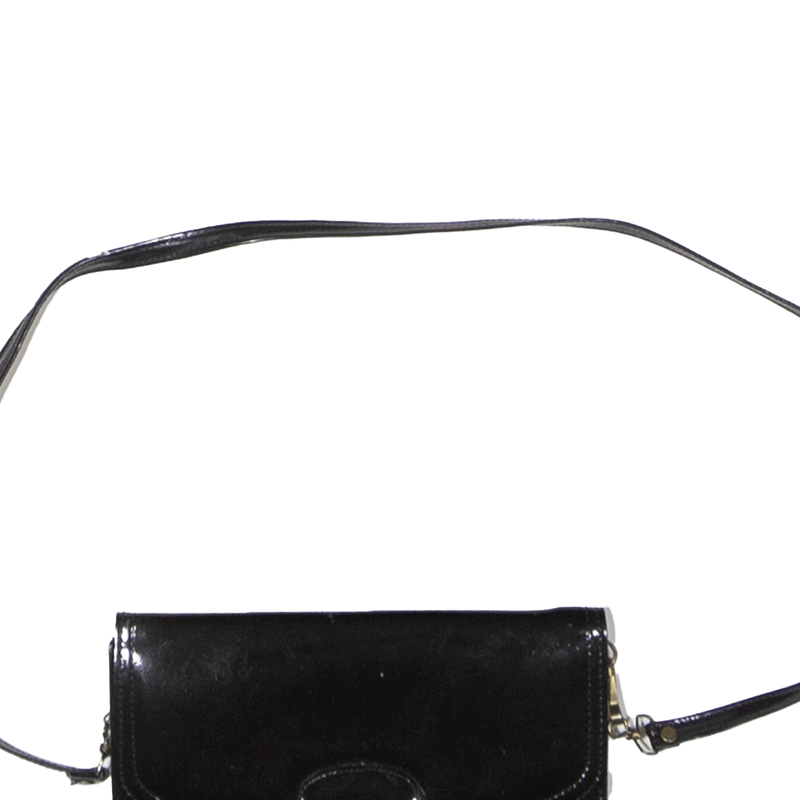 Leather Look Shoulder Bag Black Womens