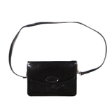 Leather Look Shoulder Bag Black Womens