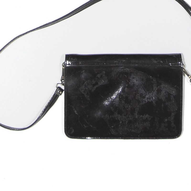 Leather Look Shoulder Bag Black Womens