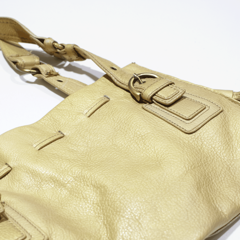 GIOSHI MILANO Leather Look Shoulder Bag Gold Womens