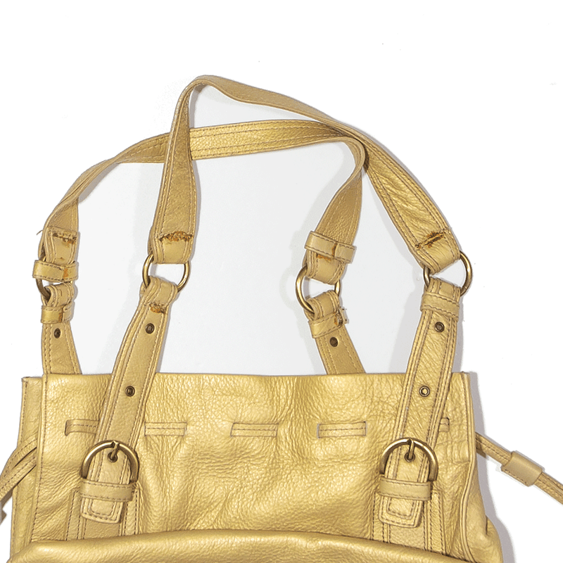 GIOSHI MILANO Leather Look Shoulder Bag Gold Womens