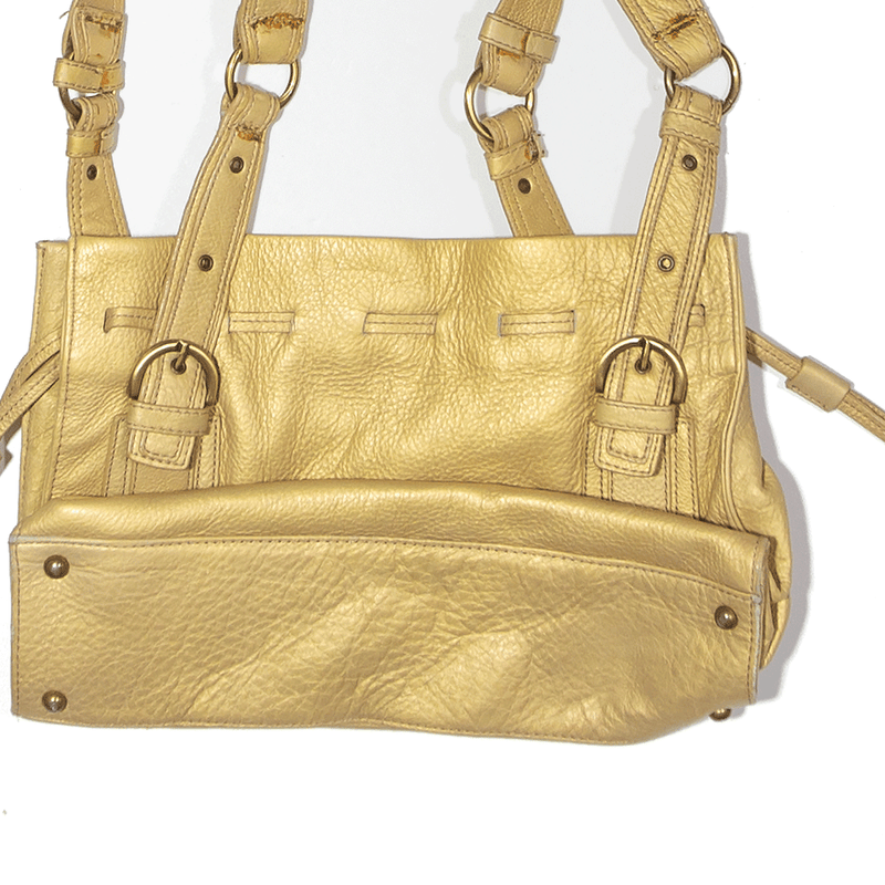 GIOSHI MILANO Leather Look Shoulder Bag Gold Womens