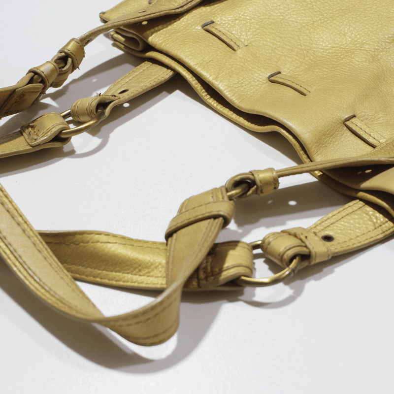 GIOSHI MILANO Leather Look Shoulder Bag Gold Womens