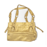 GIOSHI MILANO Leather Look Shoulder Bag Gold Womens