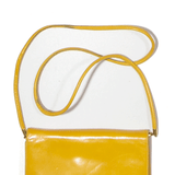 Leather Look Clutch Bag Yellow Womens