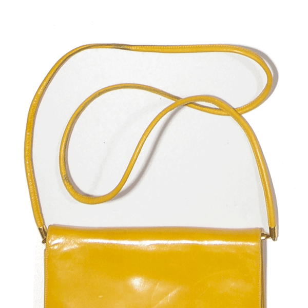 Leather Look Clutch Bag Yellow Womens