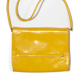 Leather Look Clutch Bag Yellow Womens