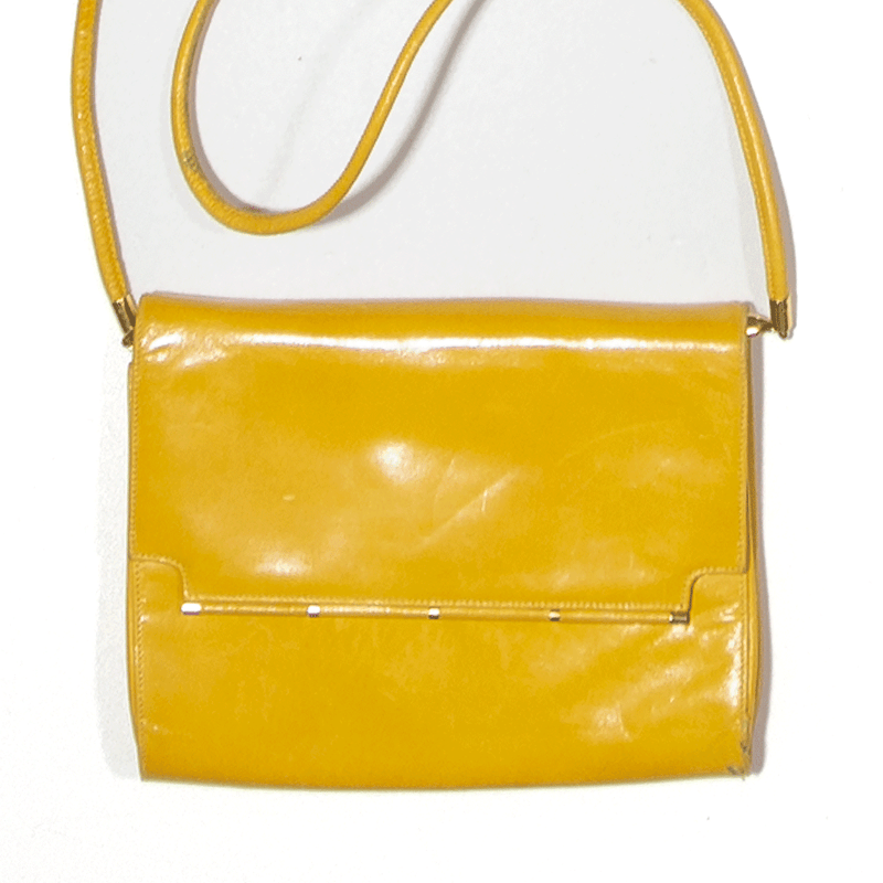 Leather Look Clutch Bag Yellow Womens