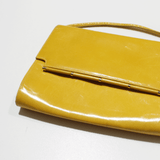 Leather Look Clutch Bag Yellow Womens