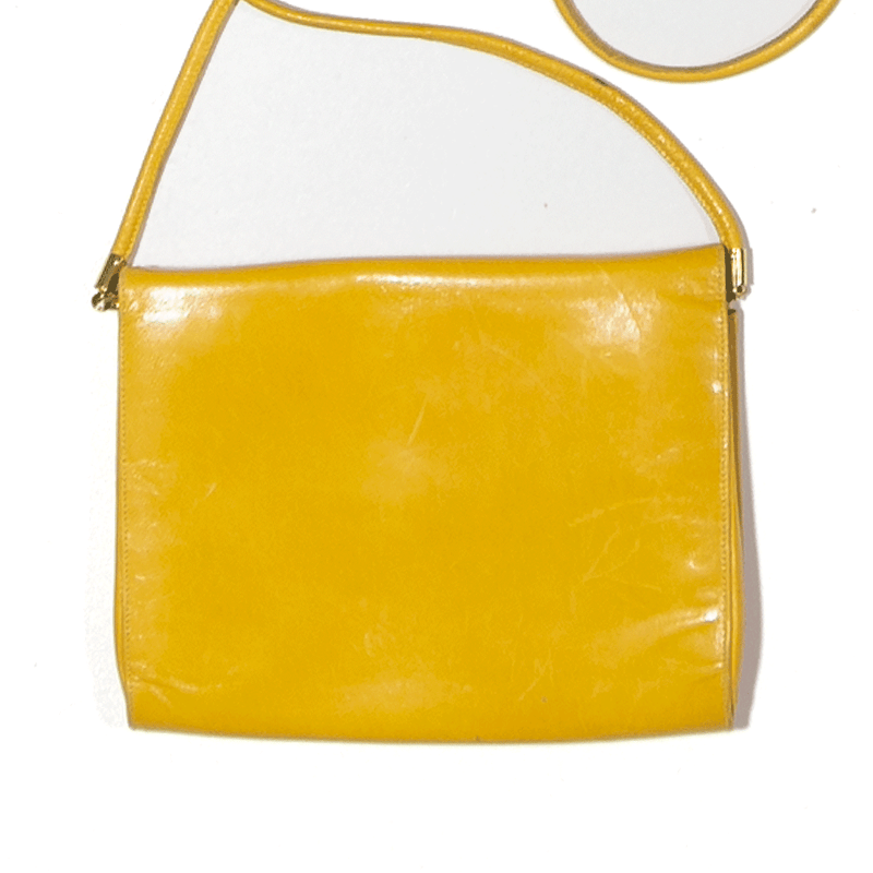 Leather Look Clutch Bag Yellow Womens