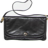 Leather Look Clutch Bag Black Womens