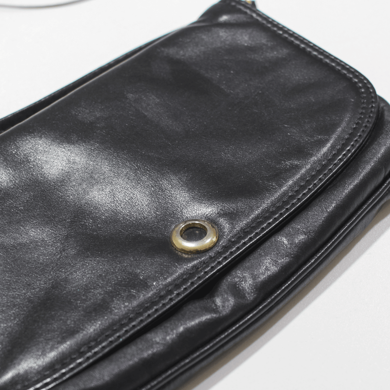 Leather Look Clutch Bag Black Womens