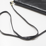 Leather Look Clutch Bag Black Womens