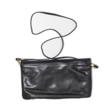 Leather Look Clutch Bag Black Womens