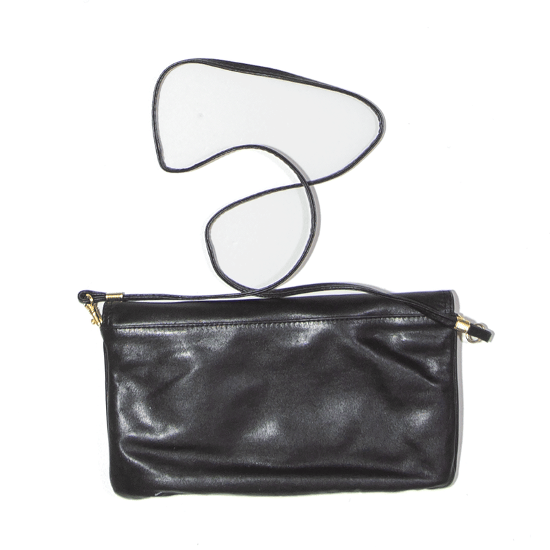 Leather Look Clutch Bag Black Womens