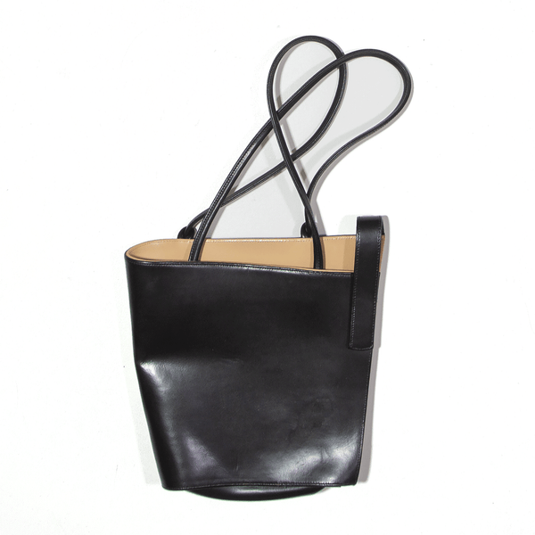 Asymmetric Leather Look Tote Bag Black Womens
