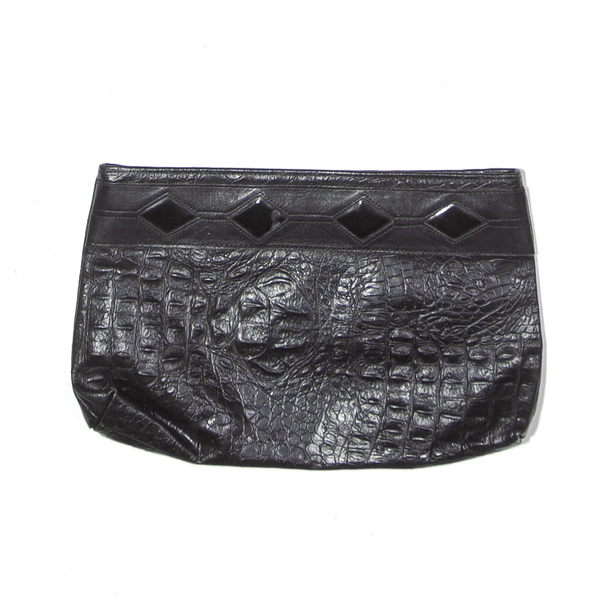 Leather Look Clutch Bag Black Womens