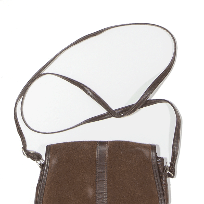 OKAY SAC Leather Look Crossbody Bag Brown Womens