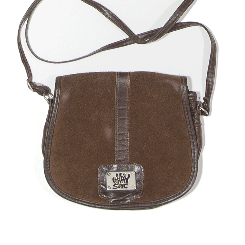 OKAY SAC Leather Look Crossbody Bag Brown Womens