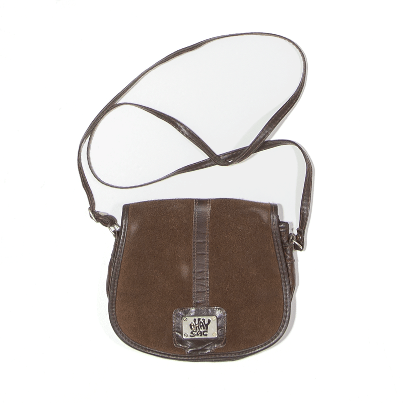 OKAY SAC Leather Look Crossbody Bag Brown Womens