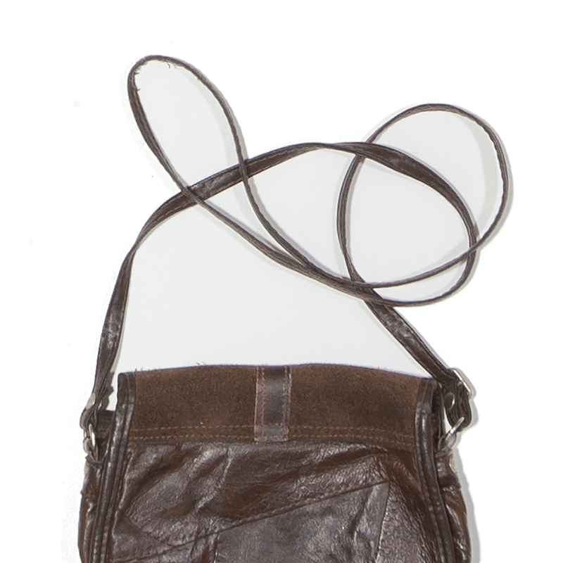 OKAY SAC Leather Look Crossbody Bag Brown Womens