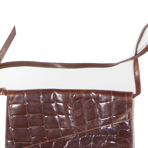 Leather Look Crossbody Bag Brown Womens