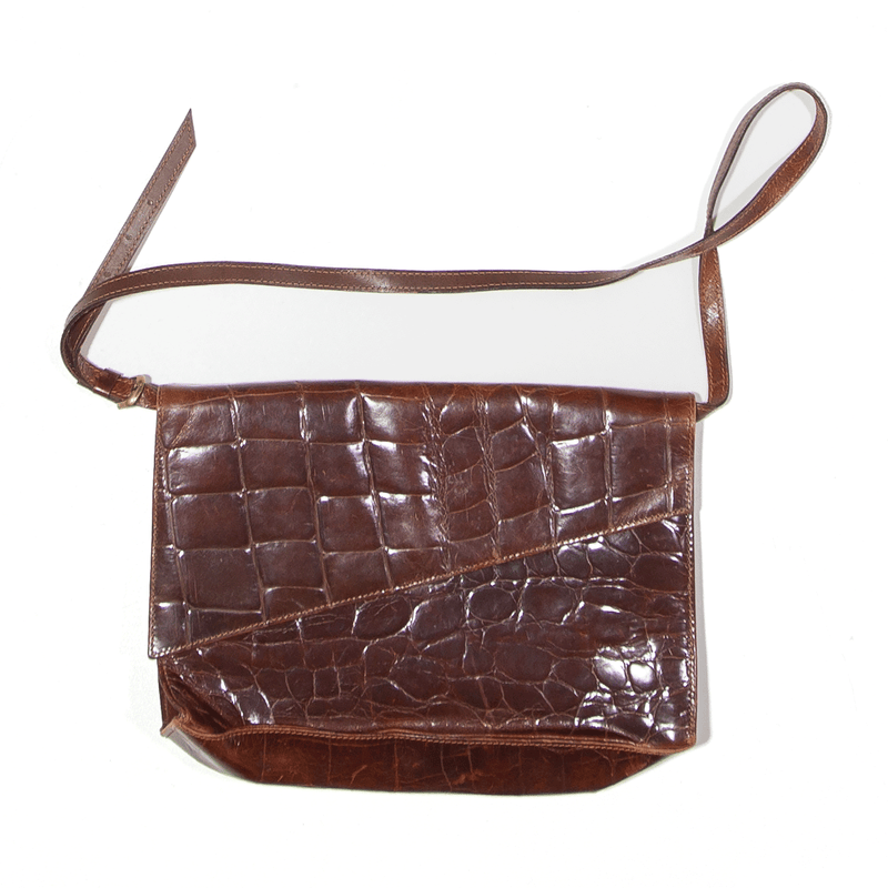 Leather Look Crossbody Bag Brown Womens