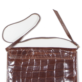 Leather Look Crossbody Bag Brown Womens