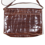 Leather Look Crossbody Bag Brown Womens